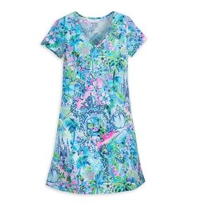 Lilly Pulitzer Tropical Floral Mini Dress - Blue and Pink